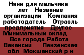 Няни для мальчика 3 лет › Название организации ­ Компания-работодатель › Отрасль предприятия ­ Другое › Минимальный оклад ­ 1 - Все города Работа » Вакансии   . Пензенская обл.,Мокшанский р-н